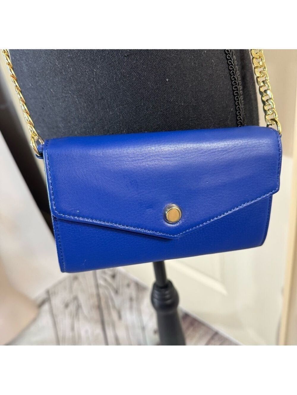 Stella & Max Elegant Royal Blue Leather Crossbody/Clutch Bag